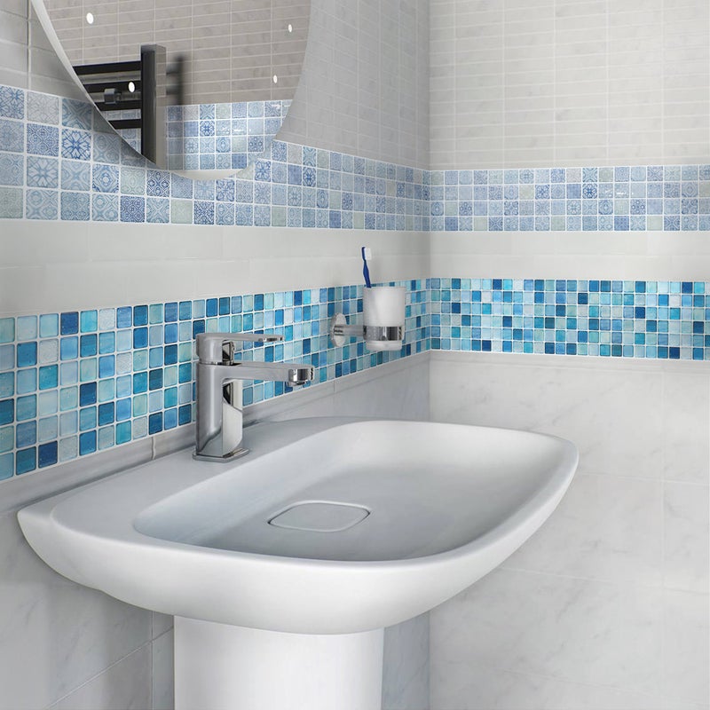 BEAUS TILE BEAUSTILE Decorative Tile Stickers Peel and Stick Backsplash Fire Retardant Tile Sheet (10pcs) (R, N.Blue) - Image 4